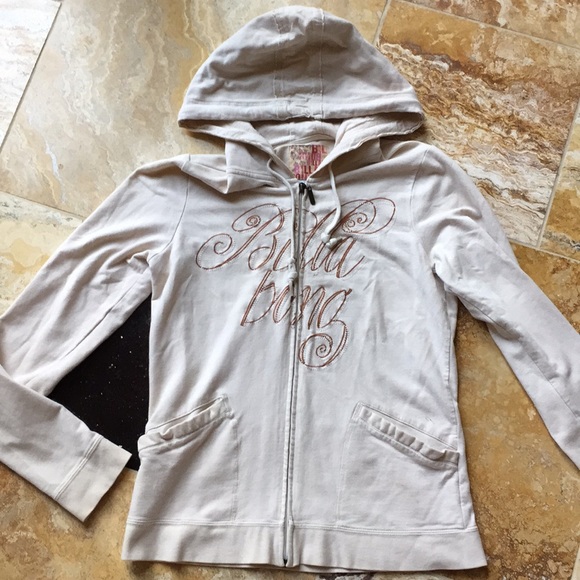 Billabong cream hoodie/copper script logo/Pockets - Picture 2 of 8